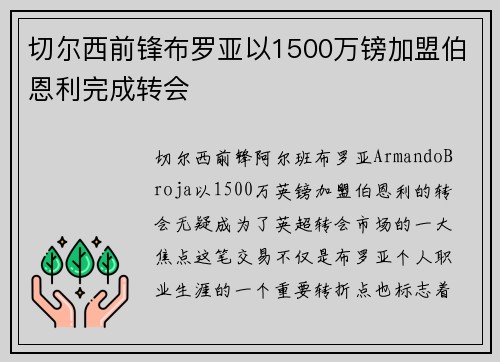 切尔西前锋布罗亚以1500万镑加盟伯恩利完成转会