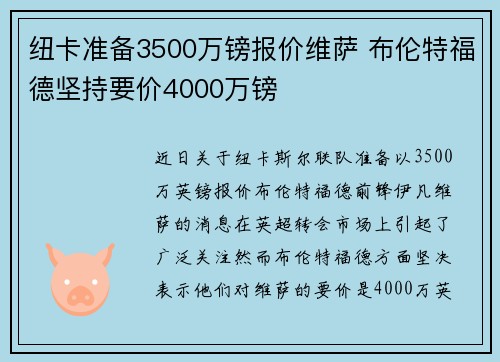 纽卡准备3500万镑报价维萨 布伦特福德坚持要价4000万镑